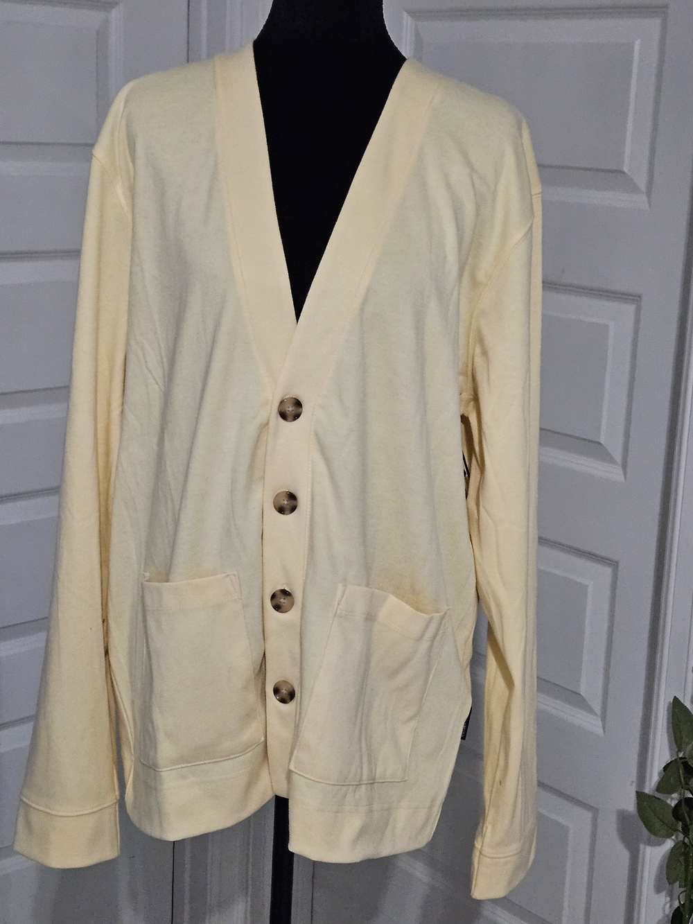 Vince Camuto Light Yellow Button-Up Men's Cardigan